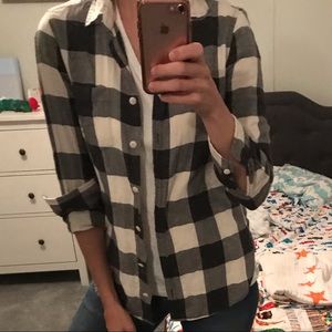 Jcrew black and white check shirt